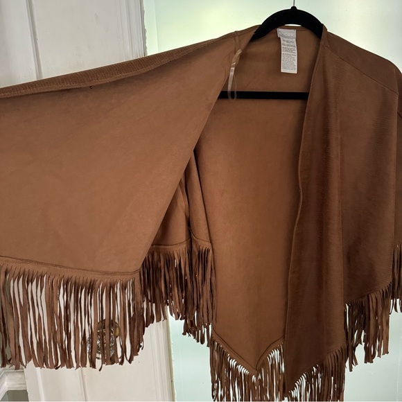 Chico’s | Luxe Fringed Poncho in Faux Leather - Picture 8 of 8